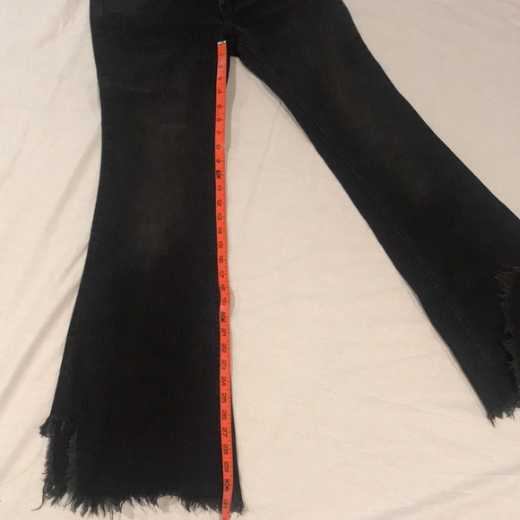 We The Free by Free People Black Flare Jeans Fringe Bottom 25 - Picture 10 of 15
